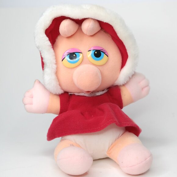 Vintage 1987 Baby Miss Piggy Muppets Plush Toy Christmas Stuffed Animal - Picture 10 of 10